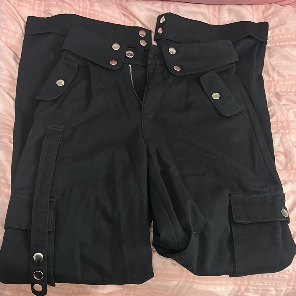 Fashion Nova Black Cargo Pants with Utility Design